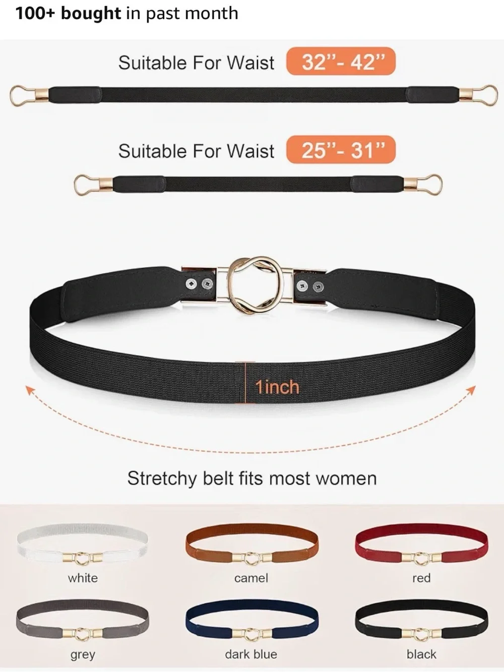 Four pack women’s stretchy waist belt Red, brown, black, Tan NEW